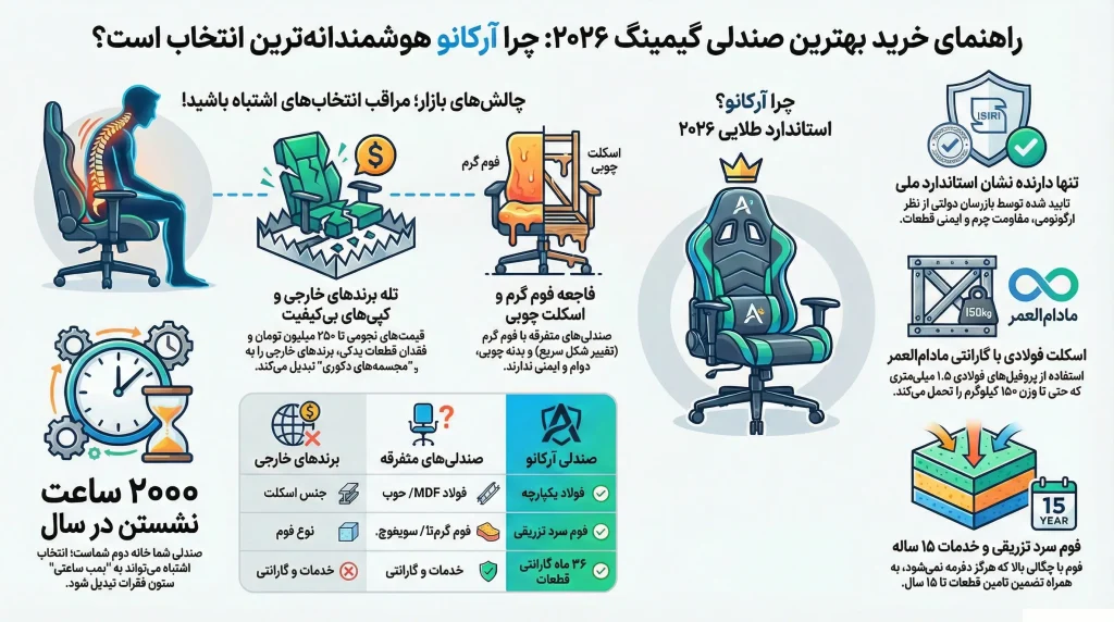 جنگ کیفیت خارجی با گارانتی ایرانی؛ بهترین صندلیهای گیمینگ ۲۰۲۶ کدامند؟