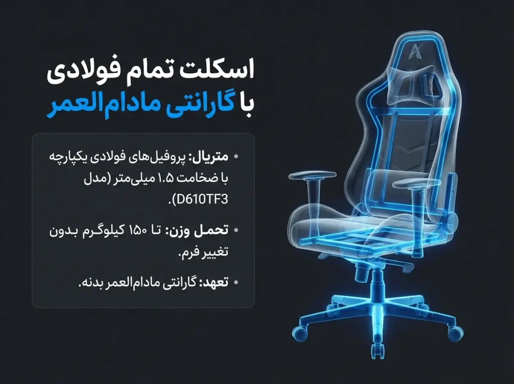 صندلی گیمینگ با اسکلت فولادی